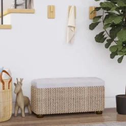 Bankjes*vidaXL Opbergbankjes 2 st met kussen 69 cm kattenstaart Grijs
