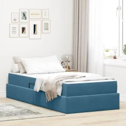 Bedden & Accessoires*vidaXL Opbergbed met matras met matras 90 x 190 cm Fluweel Donkerblauw