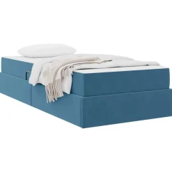 Bedden & Accessoires*vidaXL Opbergbed met matras met matras 90 x 190 cm Fluweel Donkerblauw