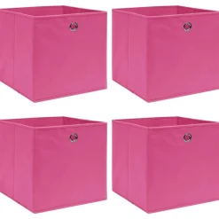 Huishoudelijke Benodigdheden*vidaXL Opbergboxen 4 st 32x32x32 cm stof roze Roze zonder deksels