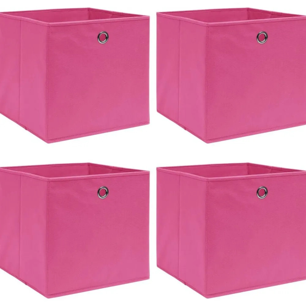 Huishoudelijke Benodigdheden*vidaXL Opbergboxen 4 st 32x32x32 cm stof roze Roze zonder deksels