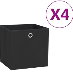 Huishoudelijke Benodigdheden*vidaXL Opbergboxen 4 st 28x28x28 cm nonwoven stof Zwart