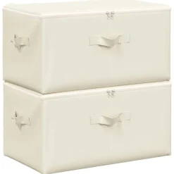 Huishoudelijke Benodigdheden*vidaXL Opbergboxen 2 st 43x34x23 cm stof crèmekleurig Crème