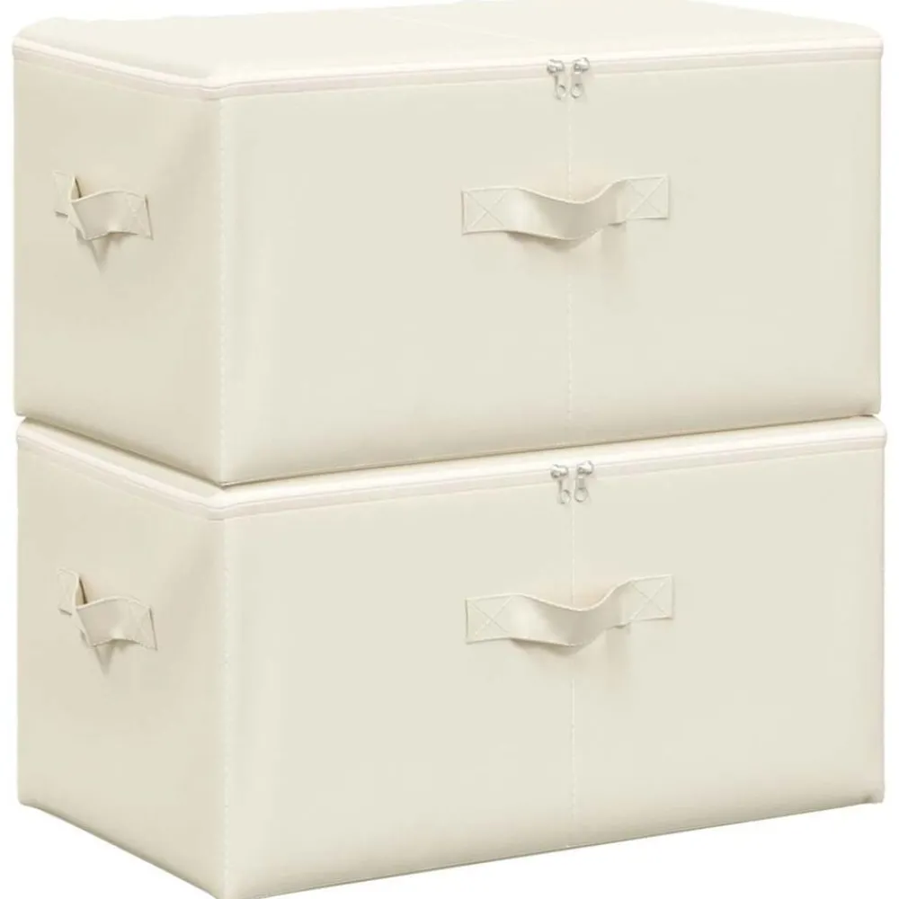 Huishoudelijke Benodigdheden*vidaXL Opbergboxen 2 st 43x34x23 cm stof crèmekleurig Crème