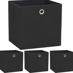 Huishoudelijke Benodigdheden*vidaXL Opbergboxen 4 st 32x32x32 cm nonwoven stof Zwart