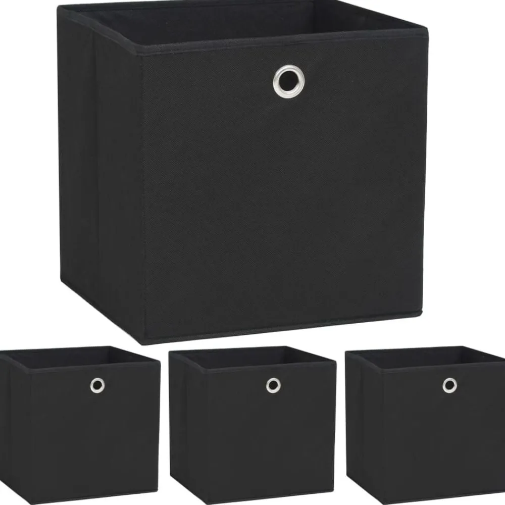 Huishoudelijke Benodigdheden*vidaXL Opbergboxen 4 st 32x32x32 cm nonwoven stof Zwart