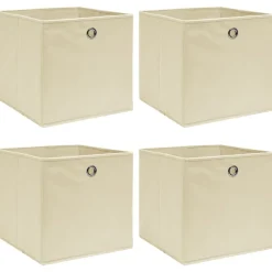 Huishoudelijke Benodigdheden*vidaXL Opbergboxen 4 st 32x32x32 cm stof crèmekleurig Crème zonder deksels