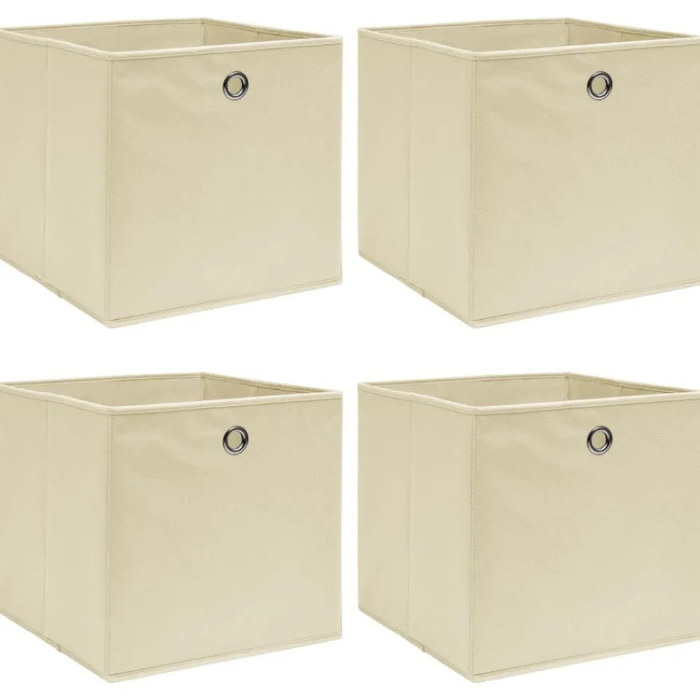 Huishoudelijke Benodigdheden*vidaXL Opbergboxen 4 st 32x32x32 cm stof crèmekleurig Crème zonder deksels