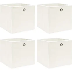 Opbergboxen 4 st 32x32x32 cm stof wit>vidaXL Outlet