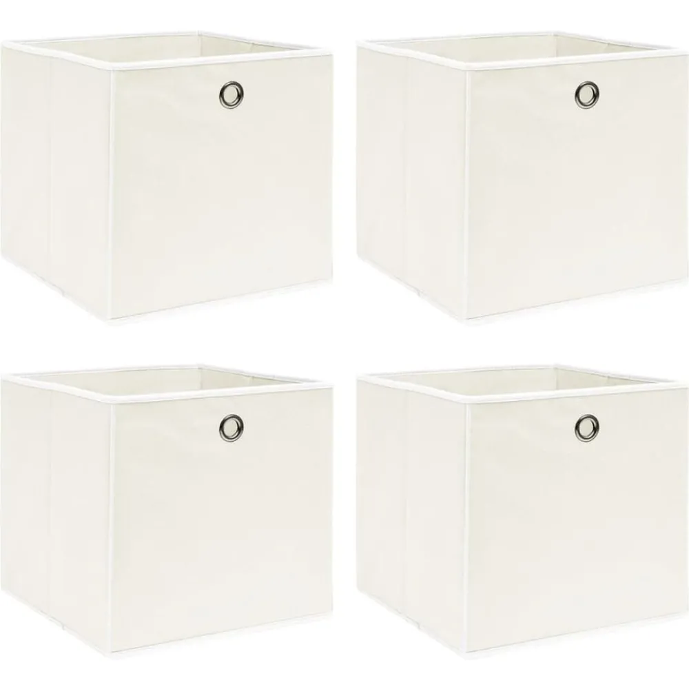 Opbergboxen 4 st 32x32x32 cm stof wit>vidaXL Outlet