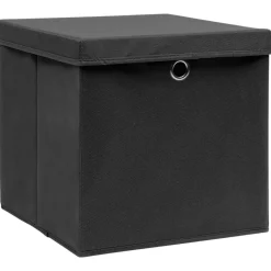 Huishoudelijke Benodigdheden*vidaXL Opbergboxen met deksel 4 st 32x32x32 cm stof zwart Zwart met deksels