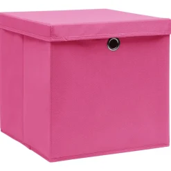 Opbergboxen met deksel 4 st 32x32x32 cm stof roze>vidaXL New