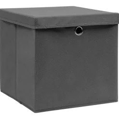 Opbergboxen met deksel 4 st 28x28x28 cm zwart>vidaXL