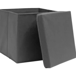 Opbergboxen met deksel 4 st 28x28x28 cm zwart><noscript><img width=