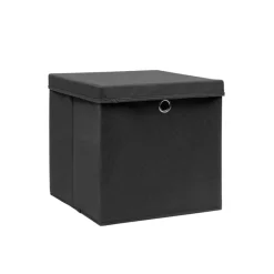 Huishoudelijke Benodigdheden*vidaXL Opbergboxen met deksel 4 st 28x28x28 cm zwart Zwart met deksels