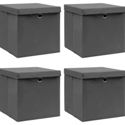 Huishoudelijke Benodigdheden*vidaXL Opbergboxen met deksel 4 st 32x32x32 cm stof grijs Grijs met deksels