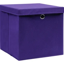 Opbergboxen met deksel 4 st 32x32x32 cm stof paars>vidaXL Outlet