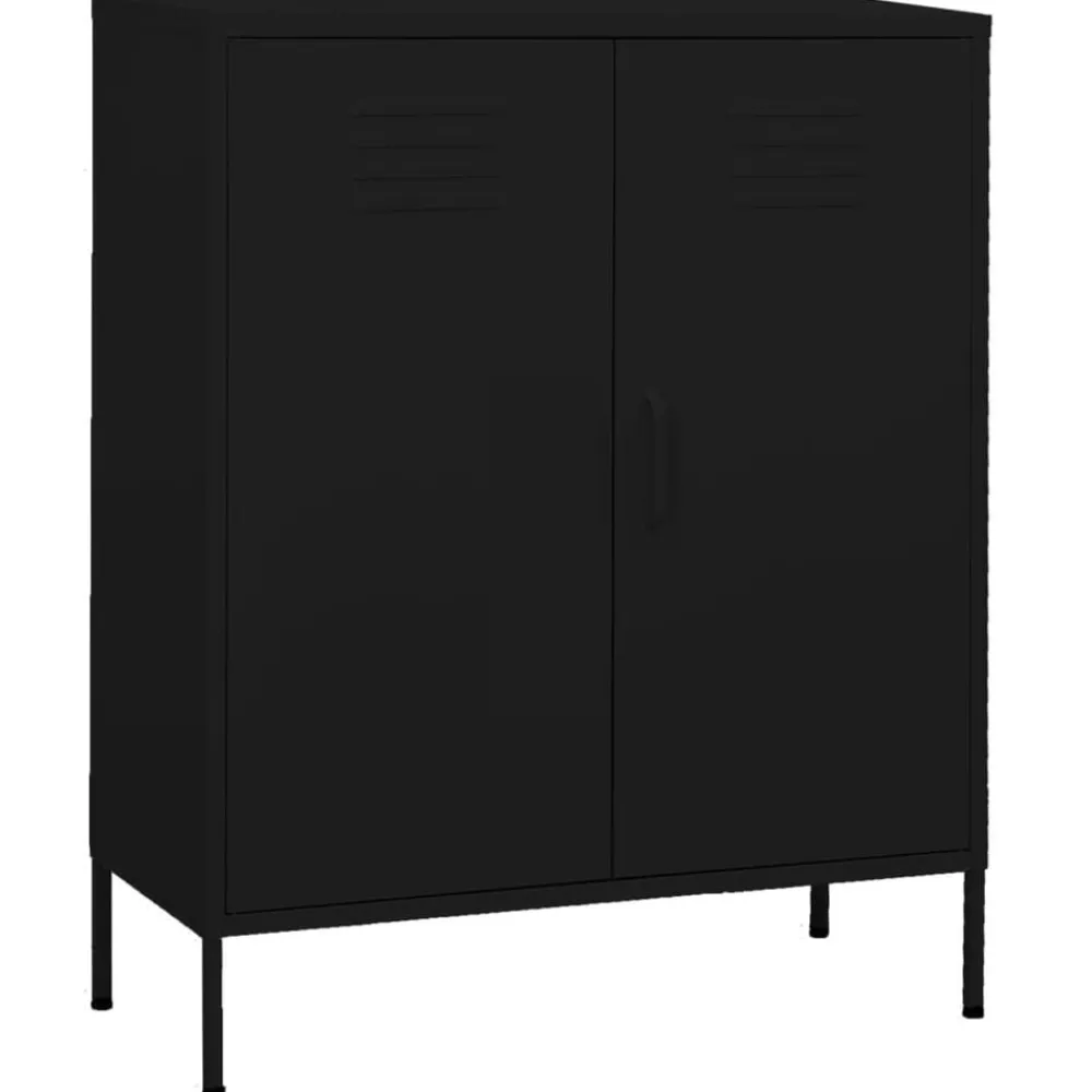 Kasten & Opbergmeubelen*vidaXL Opbergkast 80x35x101,5 cm staal Zwart