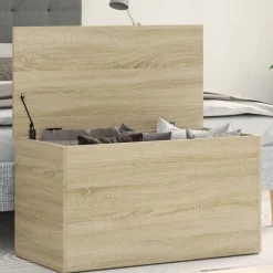 Kasten & Opbergmeubelen*vidaXL Opbergkist 84x42x46 cm bewerkt hout kleurig Sonoma eiken