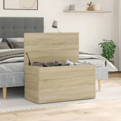 Kasten & Opbergmeubelen*vidaXL Opbergkist 84x42x46 cm bewerkt hout kleurig Sonoma eiken