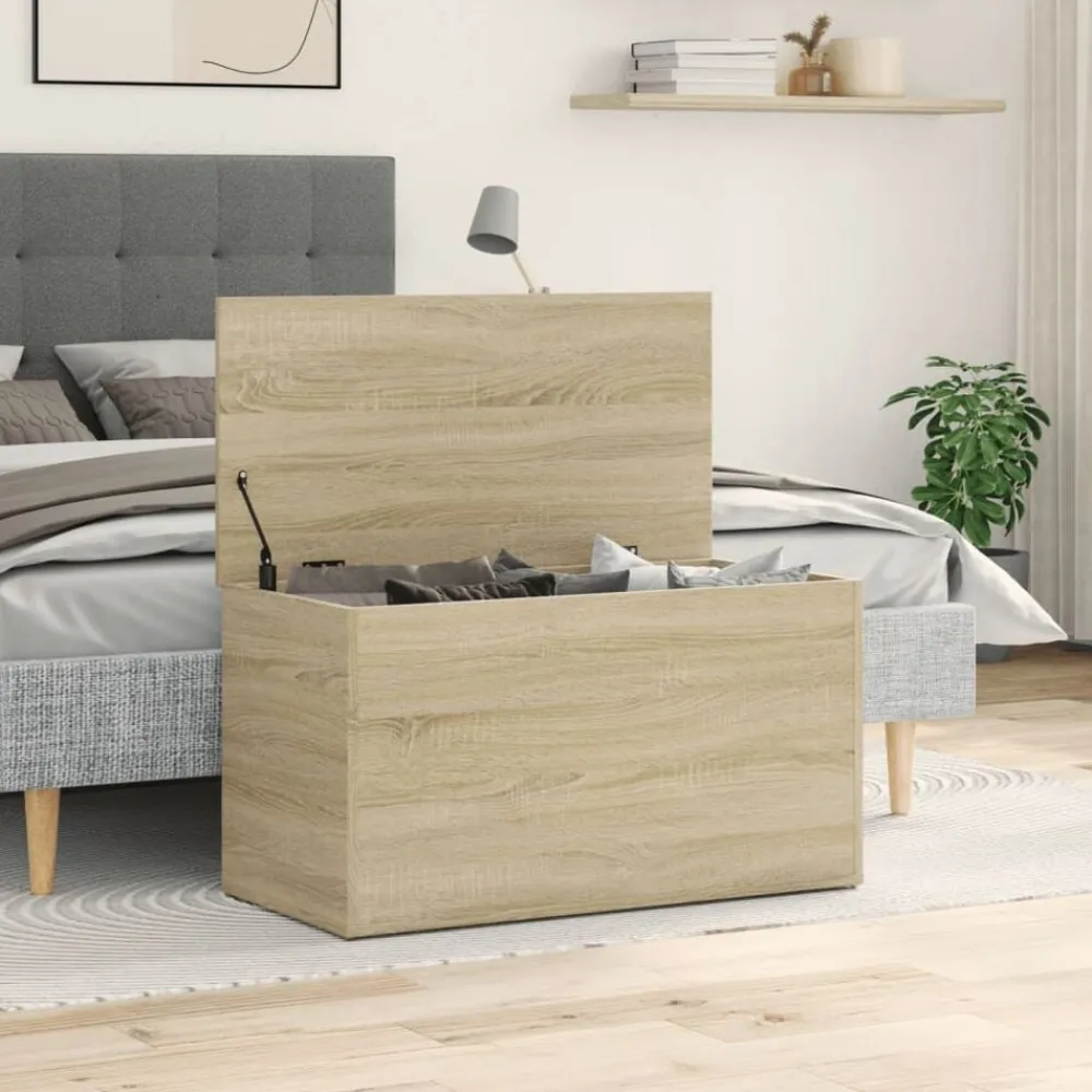 Kasten & Opbergmeubelen*vidaXL Opbergkist 84x42x46 cm bewerkt hout kleurig Sonoma eiken