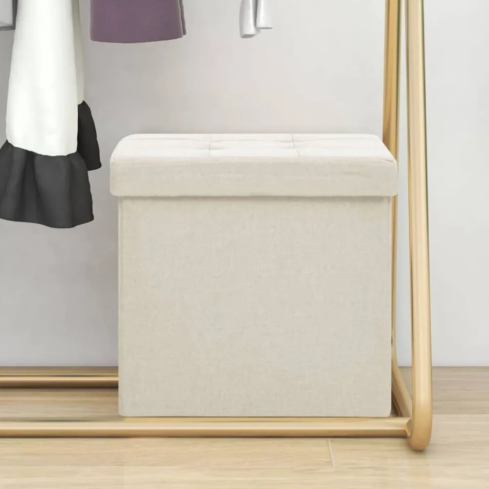 Stoelen*vidaXL Opbergkruk inklapbaar kunstlinnen crèmewit Crèmewit