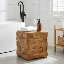 Opbergkruk met opslag Bruin 40 x 40 x 45 cm Massief Teakhout>vidaXL Outlet