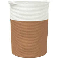 Woon- & Tuinaccessoires*vidaXL Opbergmand Ø 49x65 cm katoen en wit Bruin