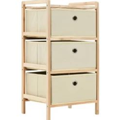 Opbergmeubel met 3 stoffen manden cederhout beige>vidaXL Best