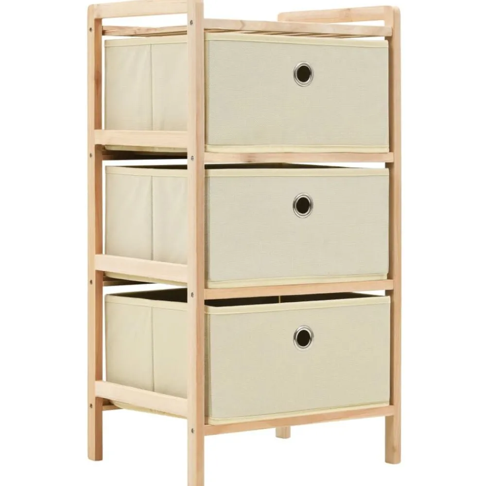 Opbergmeubel met 3 stoffen manden cederhout beige>vidaXL Best