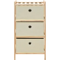 Opbergmeubel met 3 stoffen manden cederhout beige>vidaXL Best