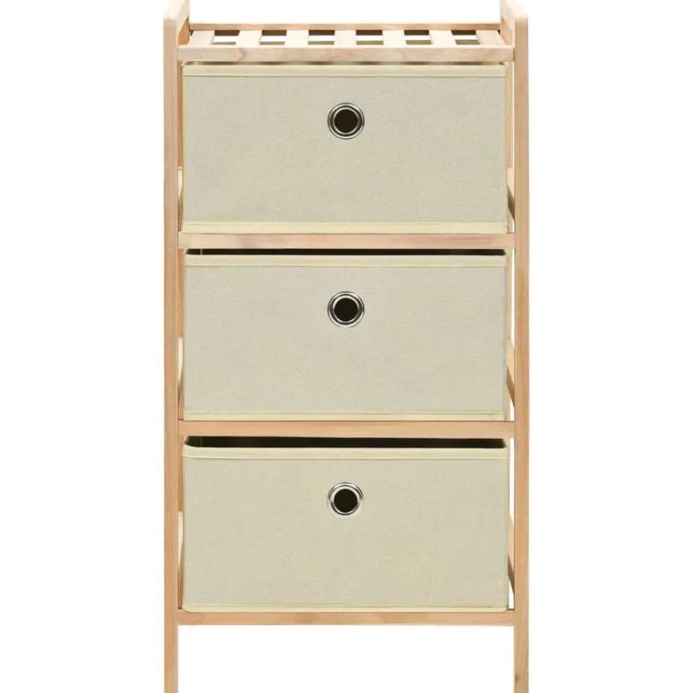Opbergmeubel met 3 stoffen manden cederhout beige>vidaXL Best