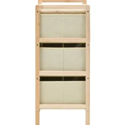 Opbergmeubel met 3 stoffen manden cederhout beige><noscript><img width=