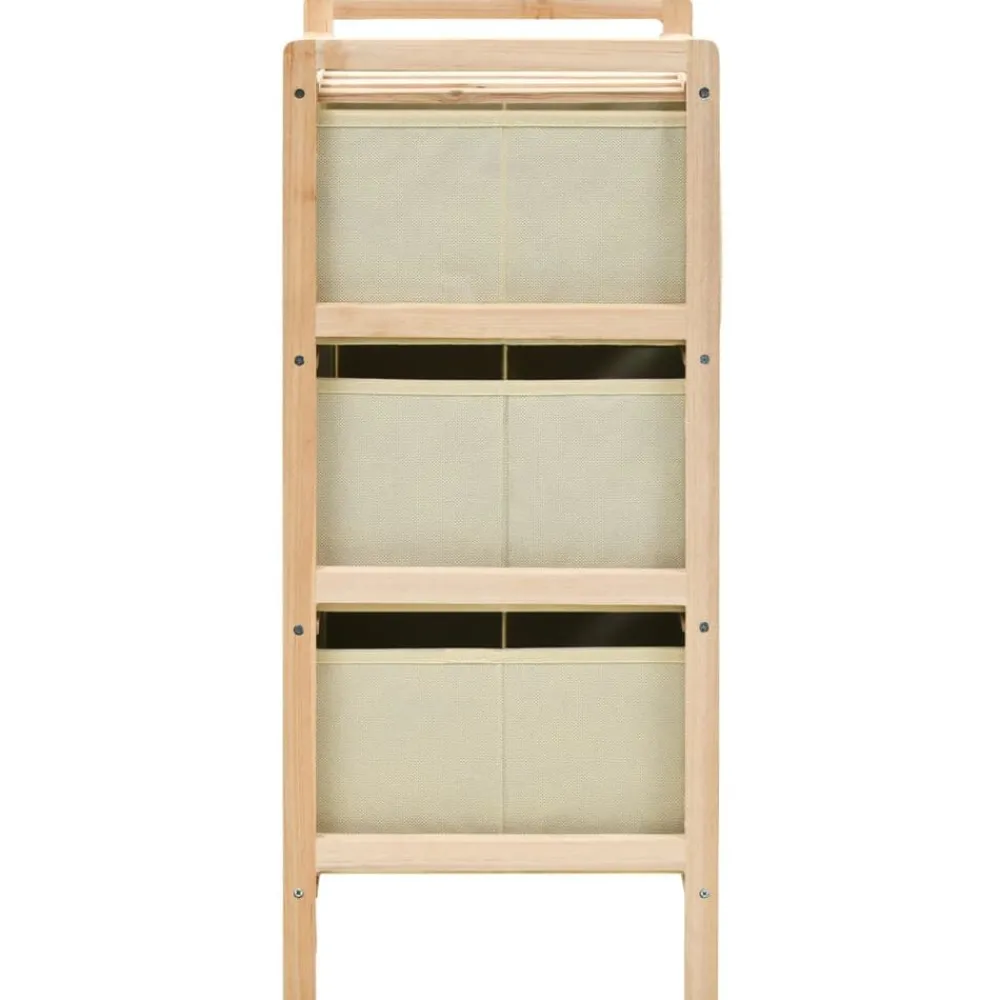 Opbergmeubel met 3 stoffen manden cederhout beige>vidaXL Best