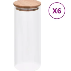 Keuken & Eetkamer*vidaXL Opbergpotten met bamboe deksel 6 st 1000 ml glas