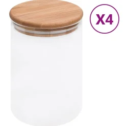 Keuken & Eetkamer*vidaXL Opbergpotten met bamboe deksels 4 st 800 ml glas