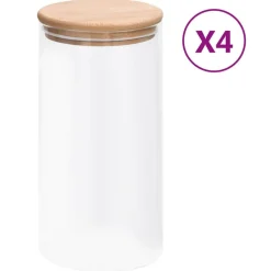Opbergpotten met bamboe deksels 4 st 1200 ml glas>vidaXL Hot