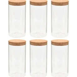 Opbergpotten met kurken deksel 6 st 1100 ml glas>vidaXL Sale