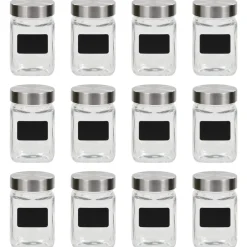 Keuken & Eetkamer*vidaXL Opbergpotten met stickers 12 st 300 ml