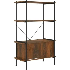 Boekenkasten & Wandplanken*vidaXL Opbergrek 4-laags met kast 80x40x130 cm staal en bewerkt hout Donkerbruin