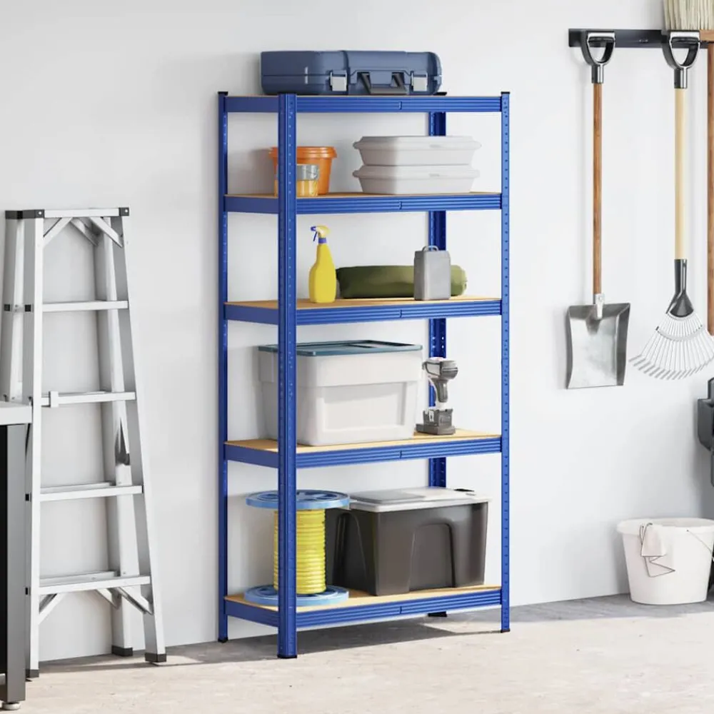 Industriële Opslag*vidaXL Opbergrek 5-laags staal & bewerkt hout Blauw