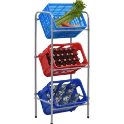 Industriële Opslag*vidaXL Opbergrek voor 3 kratten 50x33x116 staal zilverkleurig