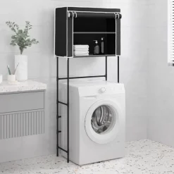 Badkameraccessoires*vidaXL Opbergrek voor boven wasmachine 2-laags 71x29,5x170,5 cm Zwart