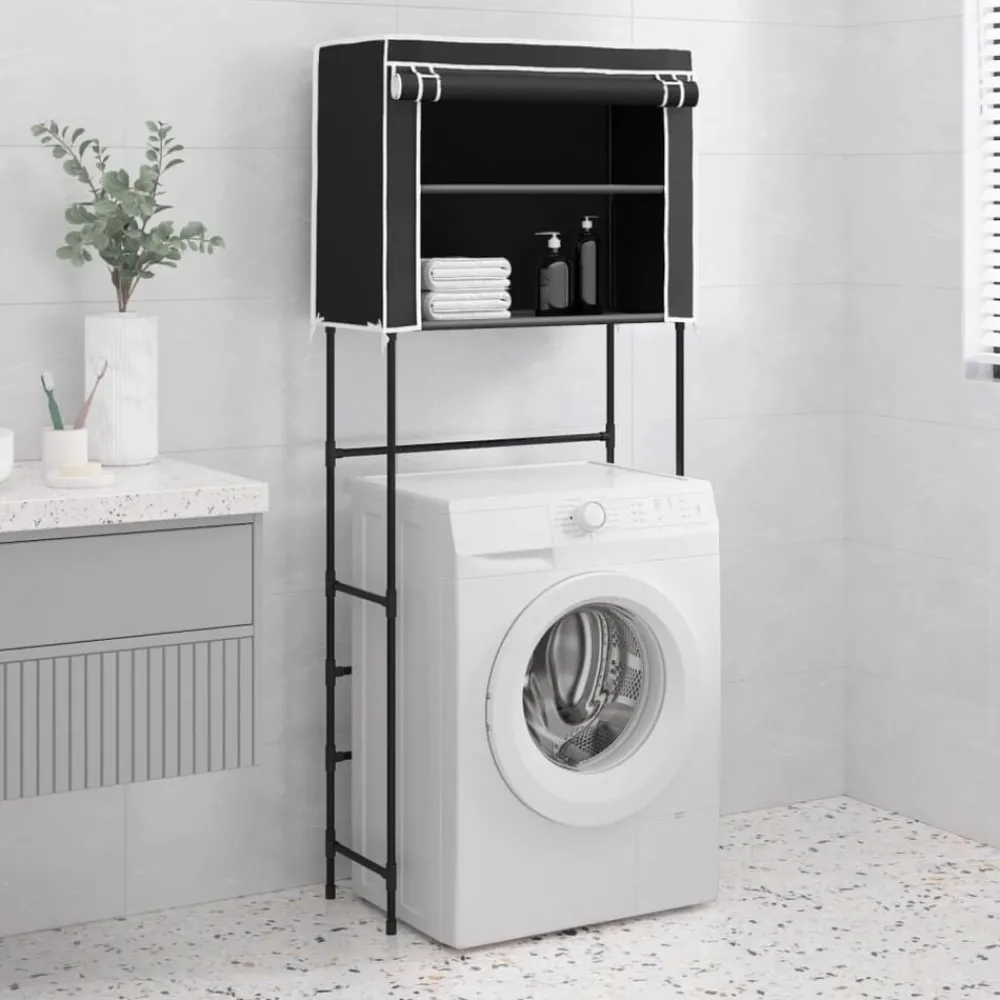 Badkameraccessoires*vidaXL Opbergrek voor boven wasmachine 2-laags 71x29,5x170,5 cm Zwart