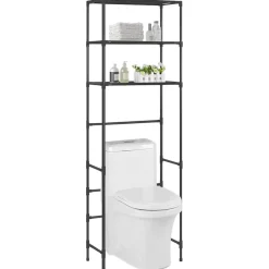 Badkameraccessoires*vidaXL Opbergrek voor boven toilet 3-laags 53x28x169 cm Zwart