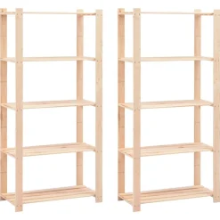 Industriële Opslag*vidaXL Opbergrekken 5-laags 2 st 80x38x170 cm grenenhout 250 kg