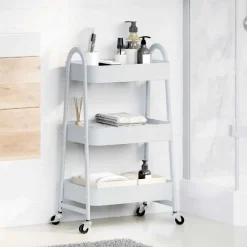 Gereedschap*vidaXL Opbergtrolley 3-laags 42x41,5x77 cm staal Wit