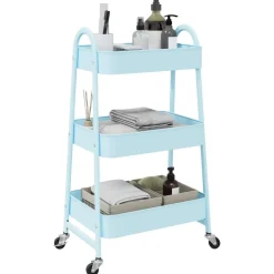 Gereedschap*vidaXL Opbergtrolley 3-laags 42x41,5x77 cm staal Blauw