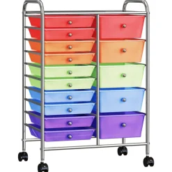 Opbergtrolley met 15 lades mobiel XXL kunststof meerkleurig>vidaXL Outlet