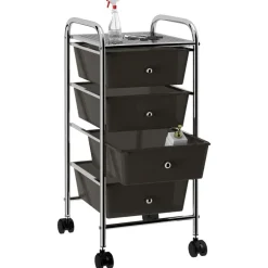 Gereedschap*vidaXL Opbergtrolley met 4 lades mobiel kunststof Zwart